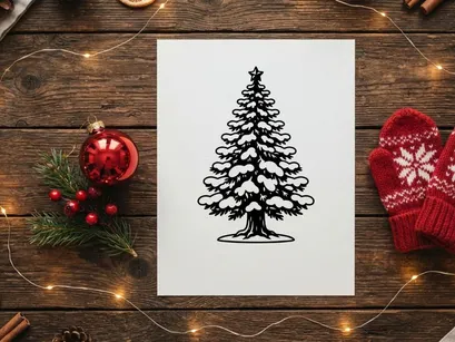 Dekorative Weihnachtsbäume mit Schnee-Akzenten für weihnachtliche Feiern