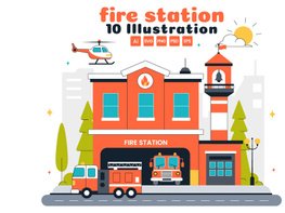 10 Fire Station Building Illustration preview picture