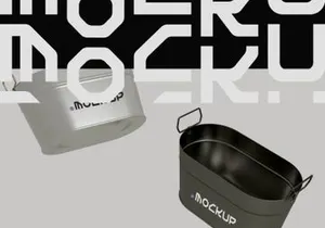 Oval Metal Bucket Mockup