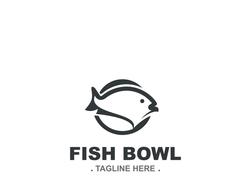 Fish bowl logo design, restaurant logo symbol minimal illustration design