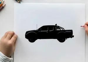 Silhouette of a pickup truck with roll bar