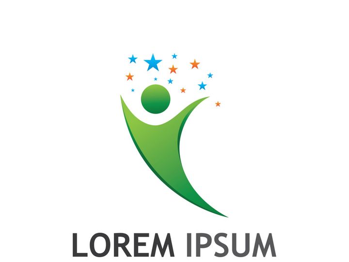 Logo design of people with stars to achieve success.