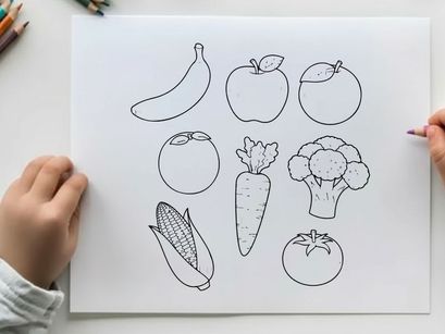 Fresh fruits vegetables flat design vector illustration