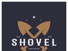 Shovel logo for agriculture, excavation,building, mining foundation. gardening vector set design with leaves