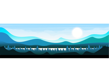 Morning in woodland flat color vector illustration preview picture
