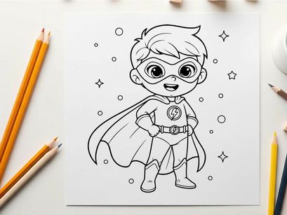 cute kid superhero flying vector illustration flat design