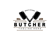 Butcher logo design, Knife Cutting Tool Vector Template, Product Brand Illustration