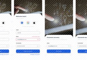 Sign in, Sign up and Reset password concept screens for Social app