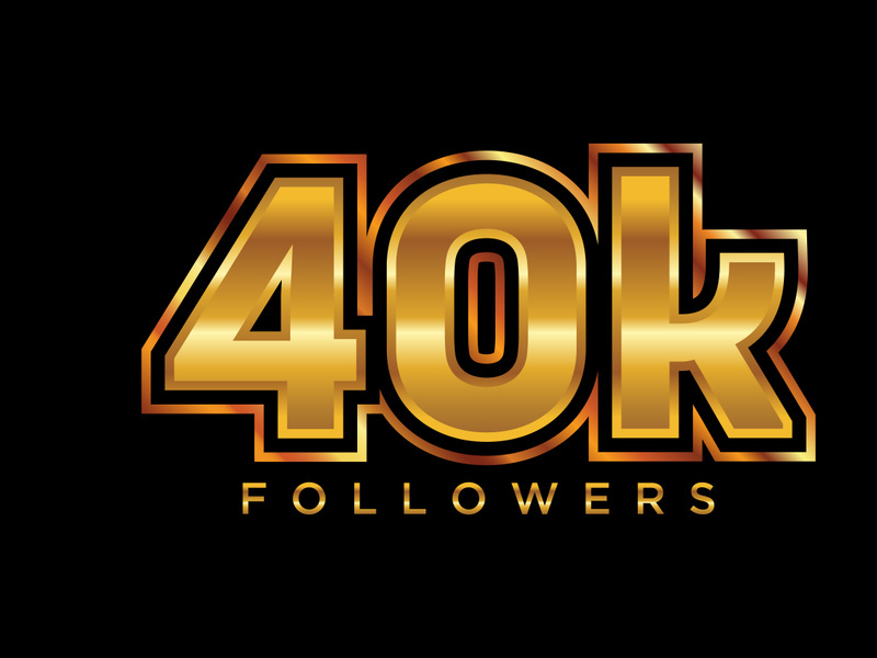 3d golden 40k followers social media celebration design. Vector illustration