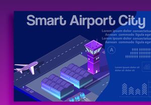 Isometric city set of violet colors