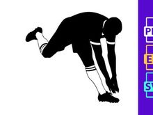 Black silhouette of a person stretching or exercising in a runner's lunge position