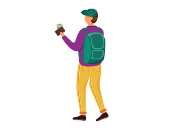 Student with money in wallet flat vector illustration preview picture