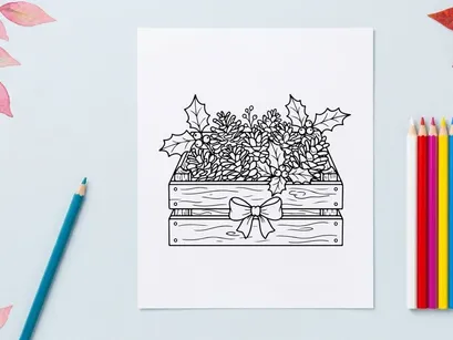 Hand-drawn Christmas cross niche illustration with snowflake floral pattern and festive greenery