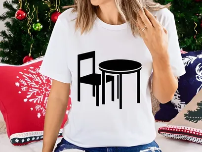 Round table and chair silhouette