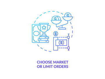 Choosing market and limit orders concept icon preview picture