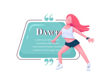 Contemp female dancer flat color vector character quote preview picture
