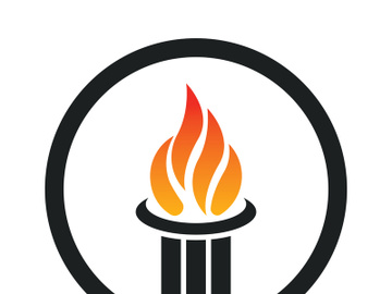 Burning Torch Fire Flame with Pillar column logo design preview picture