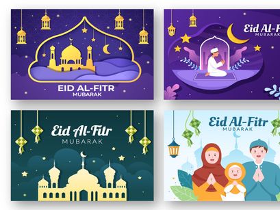 20 Happy Eid Al-Fitr Mubarak background illustration