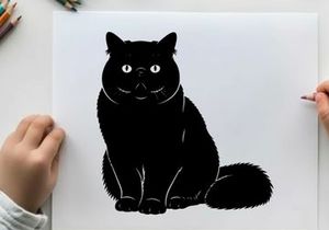 Black cat silhouette with glowing eyes and furry texture