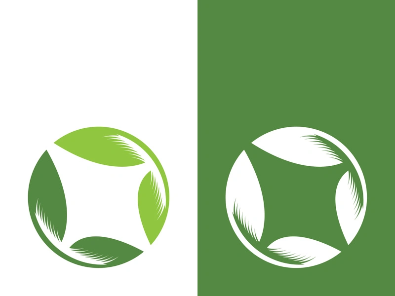 Logos of green tree leaf ecology nature element vector