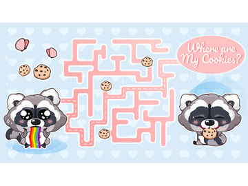 Where are my cookies labyrinth with cartoon character template preview picture