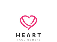 Heart logo design template, luxury ribbon Valentines day and love stripe logotype