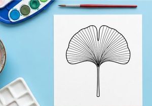 Ilustrasi Daun Ginkgo Minimalis. Desain botani elegan untuk dekorasi dan branding.
