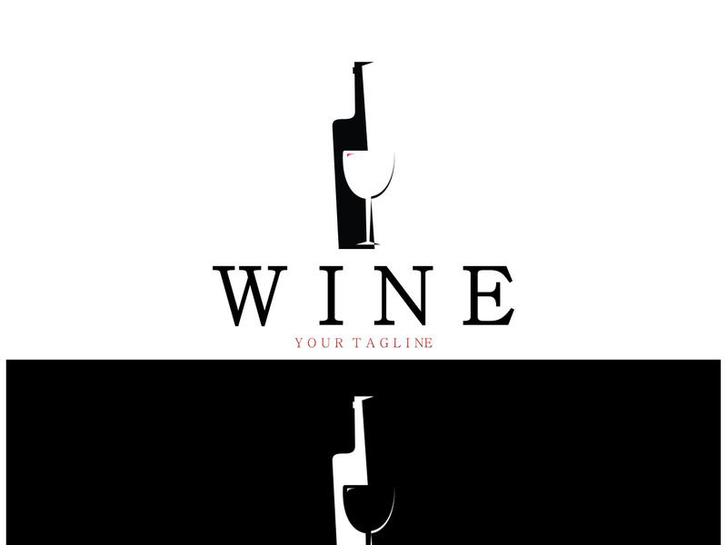 Wine logo with wine glasses and bottles.for night clubs,bars,cafe and wine shops.