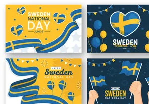 14 Sweden National Day Vector Illustration