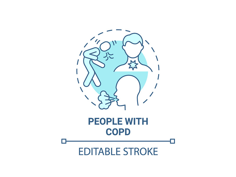 People with copd blue concept icon