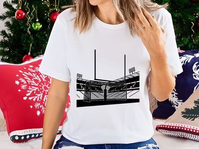 American football stadium with goalposts and seating