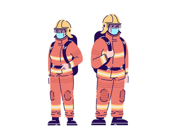 Firefighters in covid19 pandemic flat isolated vector illustration preview picture