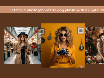 Female photographer taking photo with a digital camera preview picture