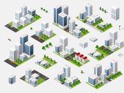 Isometric set 3D city