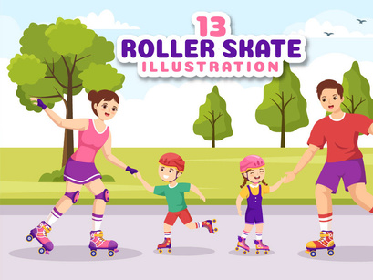 13 Riding Roller Skates Illustration