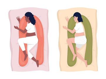 Sleeping with pregnancy pillow illustration set preview picture