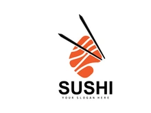 Sushi Logo, Japanese Food Sushi Seafood Vector