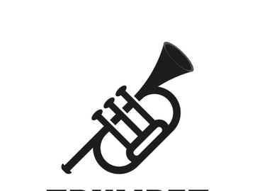 Musical instrument simple icon trumpet for jazz music logo design preview picture
