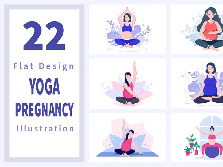22 Pregnancy Yoga Meditation Illustration