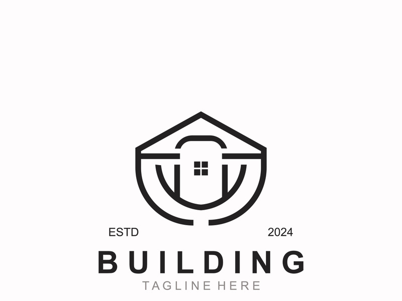 Building logo construction modern real estate symbol for architecture house and property design