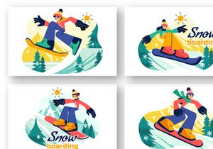 10 Snowboarding Sport Illustration