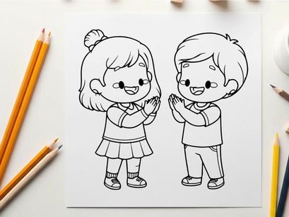 Children playing happy friendship vector illustration flat design