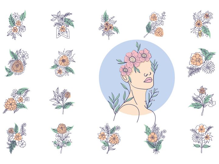 Line Art Flower, Wall Art and Decoration