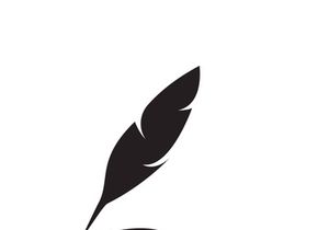 Feather quill design icon and logo illustration classic stationery