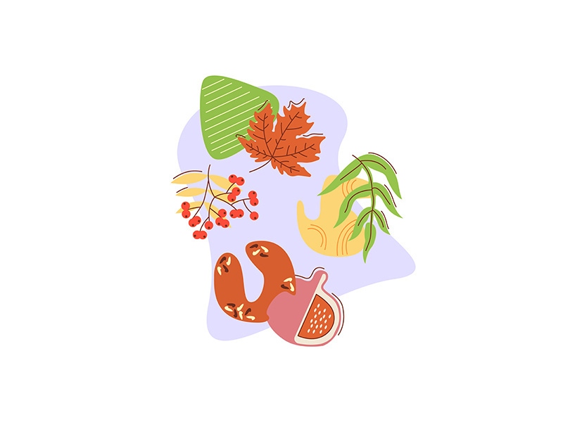 Reaping autumn harvest flat vector concept illustration with abstract shapes