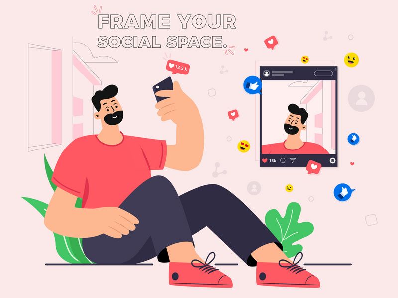 Social Media Likes and Share Illustration