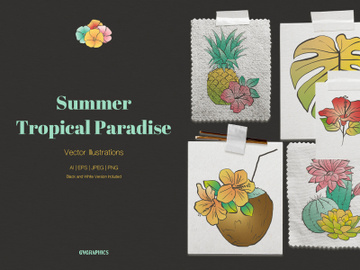 Summer Tropical Paradise Vector Illustrations preview picture