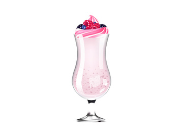 Berry smoothie, organic fruit drink in glass realistic vector illustration preview picture