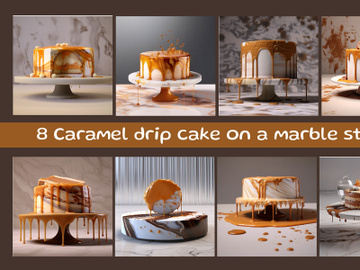 Caramel drip cake on a marble stand preview picture