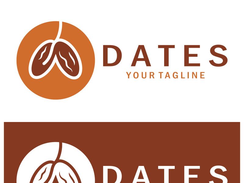 Date palm fruit plant logo design with leaves,seeds and date palm tree isolated background exotic organic plant.